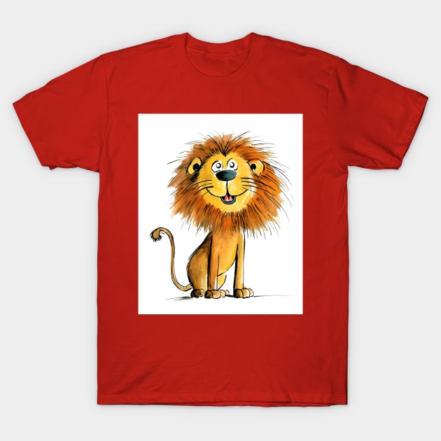 Happy Cartoon Lion T-Shirt by Geminiartstudio